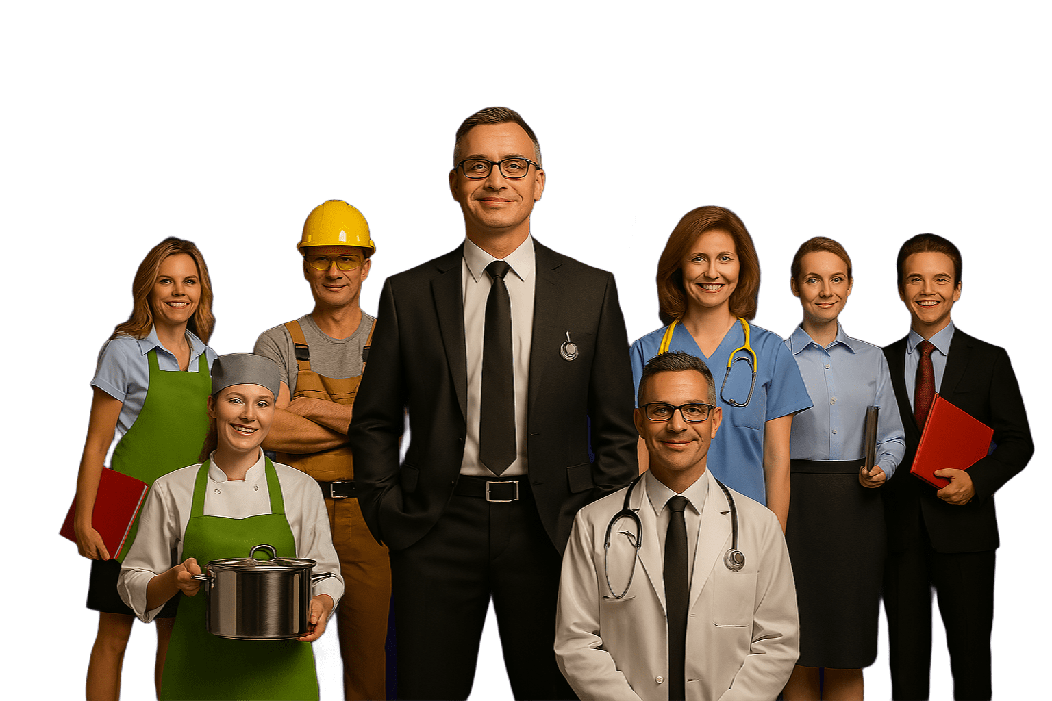 Diverse professionals working on AI projects